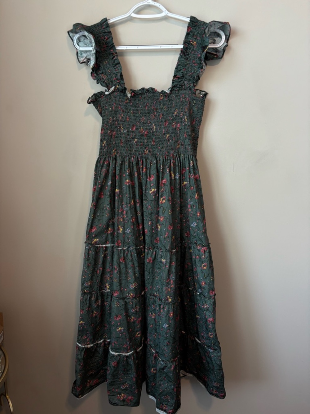 Hill House Home Ellie Nap Dress in Bottle Green Fleur Chintz Size L - Picture 2 of 5